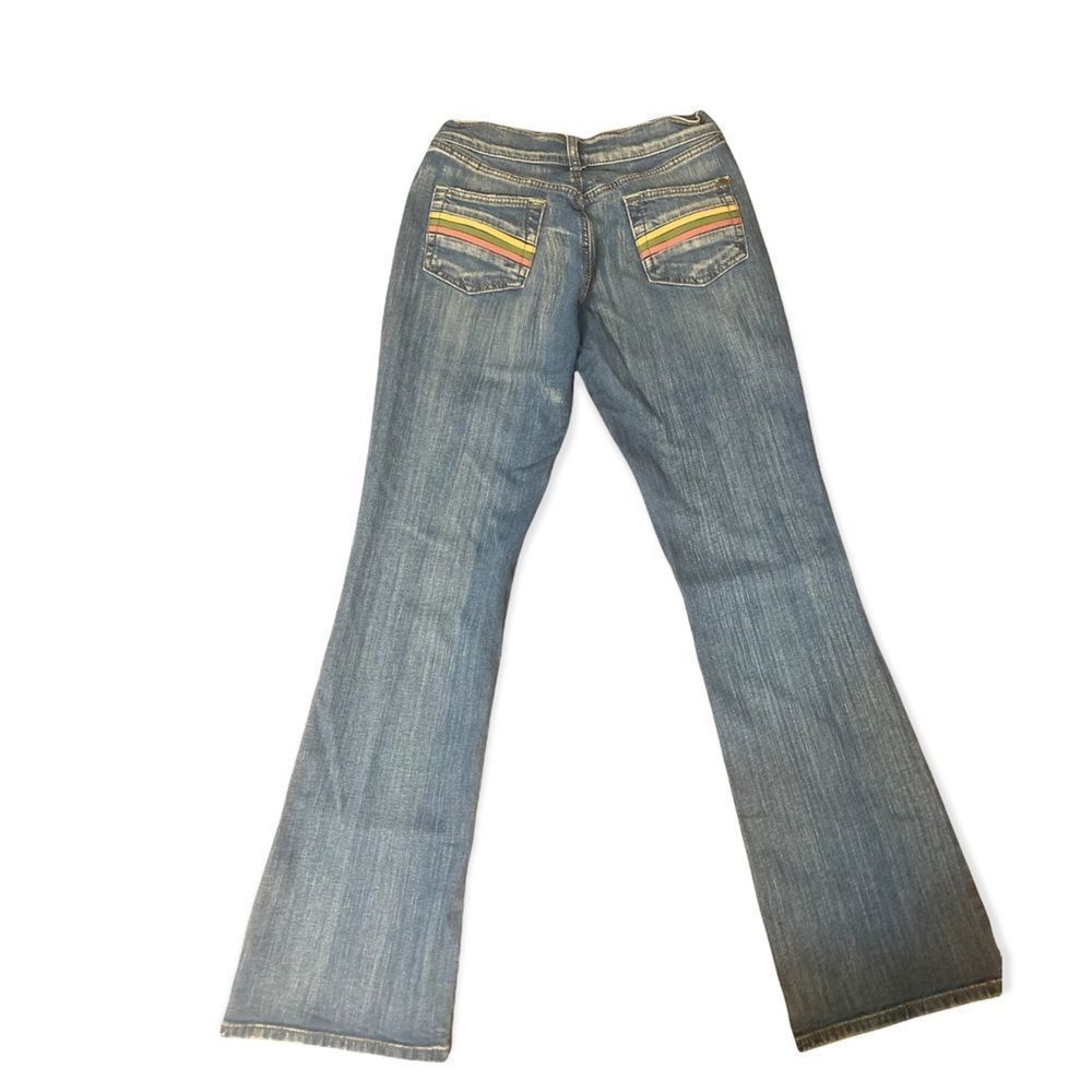 Mavi “Allegra” Y2K Flare Low Rise Medium Wash Rainbow Pocket Jeans Sz 29/32